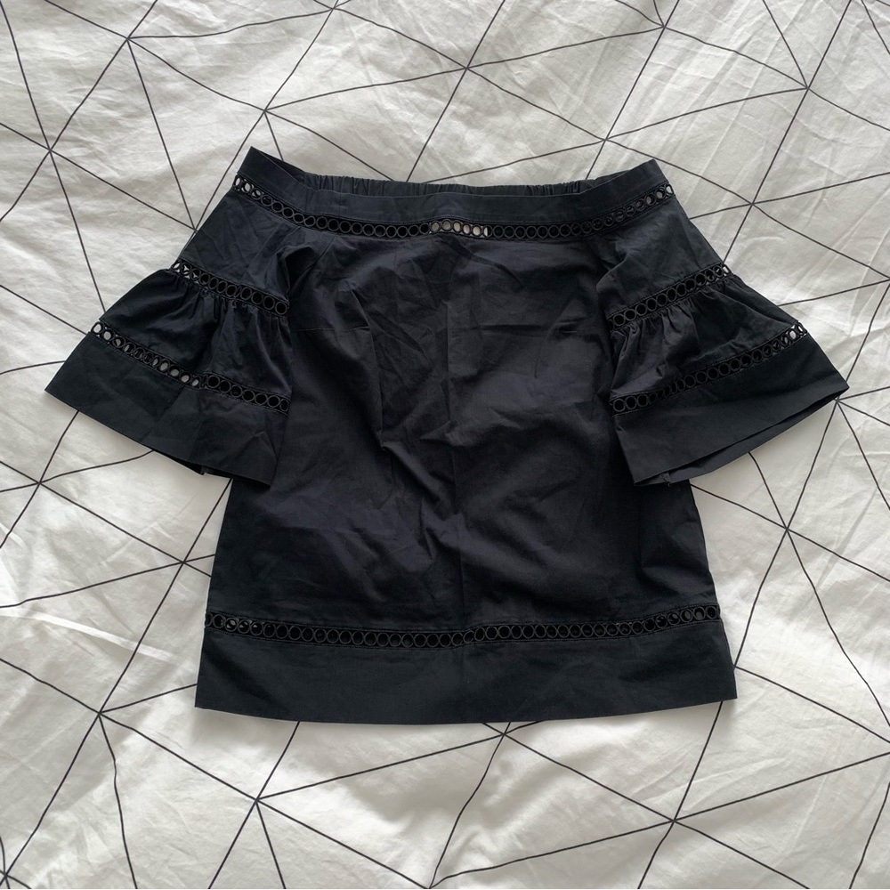 MICHAEL KORS Black Off-Shoulder Top with Lace Details